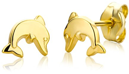 Miore Ohrringe Kinder Mädchen Gelbgold 9 Karat / 375 Gold Ohrstecker mit Delfin