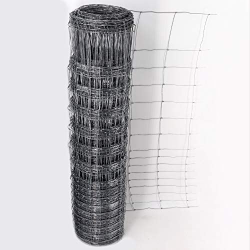 50m Stabiler Wildzaun von Aquagart 120/16/15 Zaun Höhe 120 cm, 16 Horizontaldrähte Maschenbreite: 15 cm I Drahtzaun Forstzaun Weidezaun Knotengeflecht Maschendraht verzinkt 1 Drahtspanner