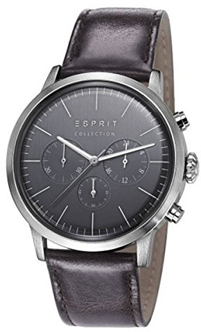 Esprit Herren Chronograph Quarz Uhr mit Leder Armband EL102191002