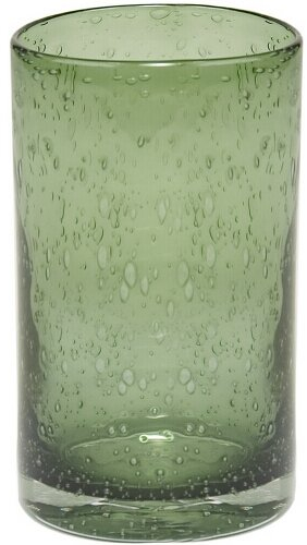 Artland Iris Seeded Sage Glass 17 Ounce Highball Tumbler, Set of 6