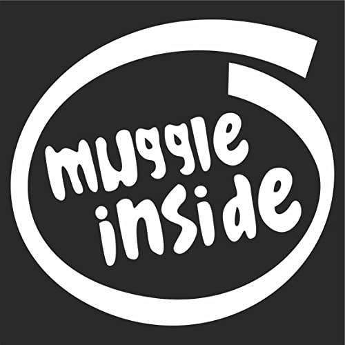 INDIGOS UG Aufkleber - Autoaufkleber - JDM - Die Cut - Muggle Inside Decal Auto Laptop Window Vinyl - Folie Sticker - weiß - 93mmx88mm