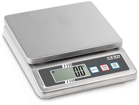 KERN Kompakte Edelstahl-Tischwaage mit Hohem Schutzgrad IP65 Gegen Staub und Spritzwasser, Wägebereich 0.5kg, Ablesbarkeit 0.1g