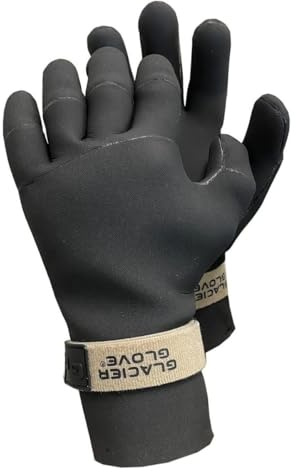 Glacier Glove Men's Perfect Curve Waterproof Fleece-Lined Blind Stitched Neoprene Gloves | Seamless Palm | Pre-Curved Fingers, Black, Small