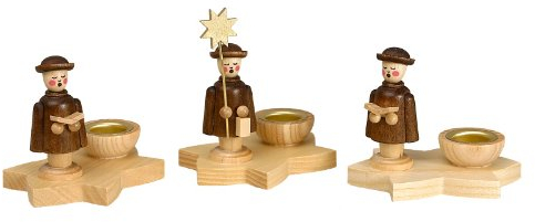 Volkskunstwerkstatt Unger Kerzenhalter Kurrendestern 3er Set - Original Erzgebirge® #0433