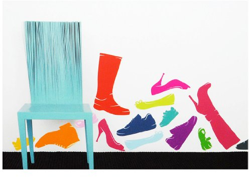 alles-meine.de GmbH 14 TLG. Set XL Wandtattoo Schuhe Wandsticker Stiefel Pumps High Heels Schuh Aufkleber Wandaufkleber - selbstklebend für Wohnzimmer und Kinderzimmer Deko Stick