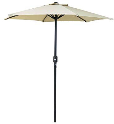 Charles Bentley Outdoor, Garden, Patio 2m Parasol Shade Umbrella, 2.5kg, Water Resistant, Sunshade, Free Standing, Crank Winding System, 38mm Pole, Steel Frame, In Beige (225x200cm)
