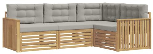 vidaXL Outdoor-Sofagarnitur 4 STK. Weiß und Hellgrau Polyester