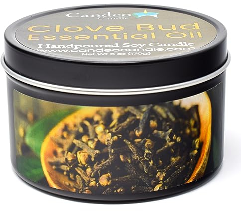 Clou de girofle Bud, Super Bougie de soja parfumée, Étain, blanc, 6OZ