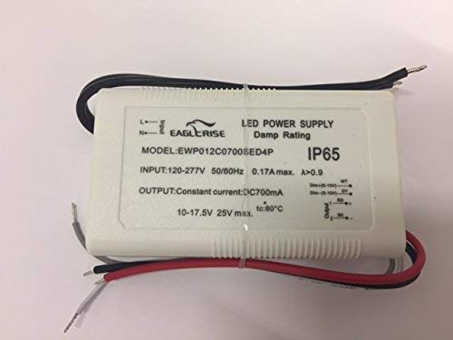 LED Trafo Eaglerise Transformator Treiber Driver 700mA IP65 konstant, 10-17.5V regelbar