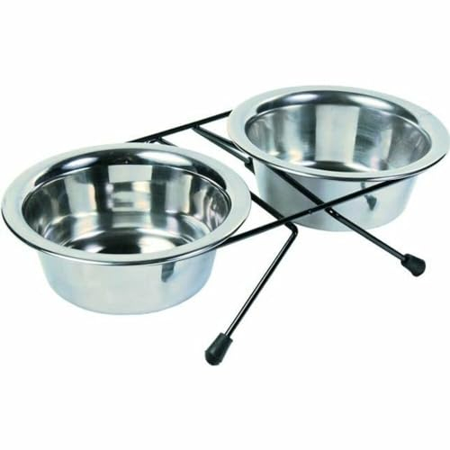 Trixie Eat on Feet Two Stainless Steel Bowl Set for Dog, 0.45 Litre