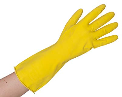 12 Paar Gummihandschuhe - Größe 8 (M) - Haushaltshandschuhe aus Latex gelb - lebensmittelgeeignet - EN 388 EN 374