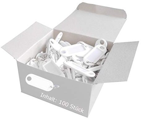 Wedo 262801800 Schlüsselanhänger Kunststoff (mit Ring, auswechselbare Etiketten) 100 Stück, weiß