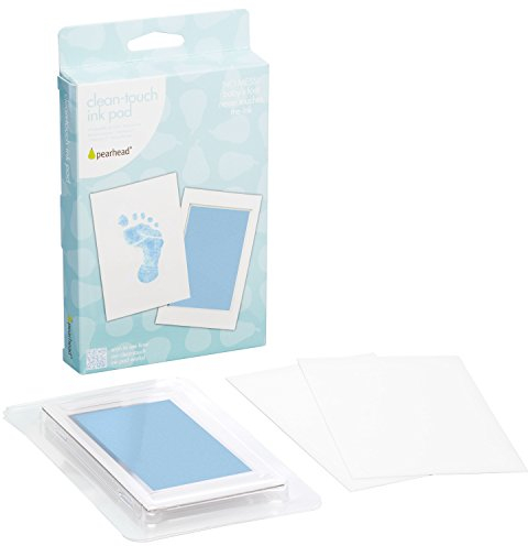 Pearhead Newborn Baby Handprint and Footprint Kit - No Mess Clean-Touch Ink Pad with Impression Cards, Baby Boy Keepsake, Perfect Keepsake for Family, Acid-Free, Blue