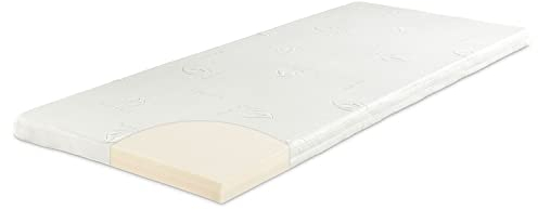 ELONEO Viskoelastischer Matratzen-Topper, MemoryFoam Matratzenauflage, Viscoauflage, Wendefunktion mit 2 Härtegraden, inkl. Aloe Vera Bezug (80 x 190 cm, Viskoschaum 7 cm)