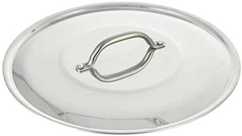 Pentole Agnelli Alluminio 2 mm Coperchio Tondo con Ponticello senza Orlo, Lucido, Argento, 30 cm