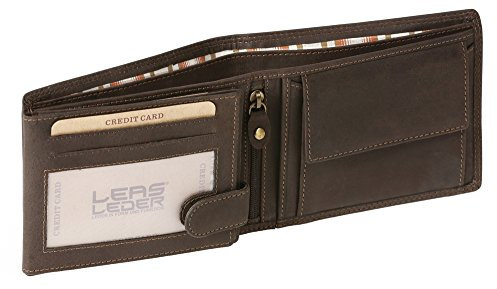 LEAS MCL Geldbörse im Querformat Vintage-Stil in Echt-Leder, braun - LEAS Basic-Vintage-Collection