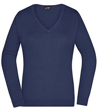 James & Nicholson Damen V-Pullover - Leichter Strickpullover in hochwertiger Ausführung | Farbe: navy | Grösse: L