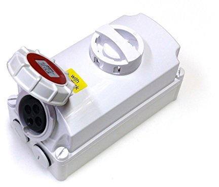 16 amp Switched Interlock 4 pin Socket 380V - 415V IP67 3P+E Waterproof red Triple Phase Interlocked Connector 16A