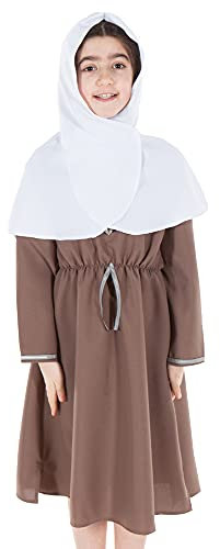 PRETEND TO BEE Anglo Saxon Warrior Lady/Girl Dress Up Costume for Kids, Multi-Coloured, 7-9 Years