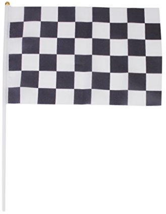 Lot de 12pcs 30 x 20cm Mini Drapeau à Damiers Noir & Blanc Fanion avec Mâts pour F1 Racing Course de Formule Un