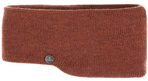 LIERYS Fine Merino Stirnband Damen/Herren/Kinder (7,5-10 cm breit) - Made in Germany - mit Merinowolle - Ohrenwärmer gefüttert mit Baumwolle - One Size (53-60 cm) - Herbst/Winter rost One Size