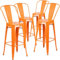 Flash Furniture Lily Barhocker mit Abnehmbarer Rückenlehne, Metall, für drinnen und draußen, 76,2 cm hoch, Orange, 4 Stück