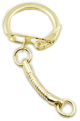 50 pcs 57 mm 2 1/10,2 cm Schlüsselanhänger Schlangenkette mit Snap Jump Ring Nickel Gold, metall, gold, Length: 57mm or 2 1/4