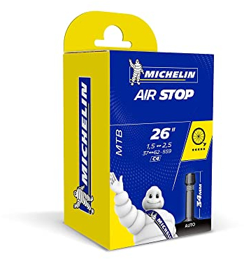 MICHELIN Schlauch C4 Airstop 26 Standart 34 Cámara MTB 26 x 1.50-2.20, válvula Schrader (Gorda), 34 mm, Deportes al Aire Libre, Ciclismo,componentes de Bicicleta, Negro, 37/62-559