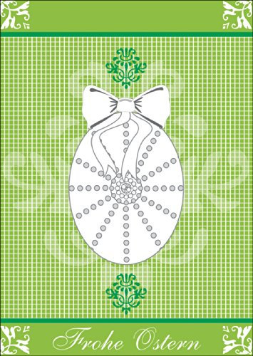 Unbekannt Elegant illustrierte Osterkarte mit großem Osterei auf grün • auch zum direkt Versenden mit Einleger. • nette, hochwertige Oster Grüße im Set mit Umschlag als liebe Geschenkkarte, Gutschein