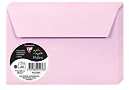 Clairefontaine 5536C - Paquet de 20 Enveloppes Auto-Adhésives - Format C6 11,4x16,2cm - 120g/m² - Coloris Rose Dragée - Invitation Evènements et Correspondance - Gamme Pollen - Papier Premium Lisse