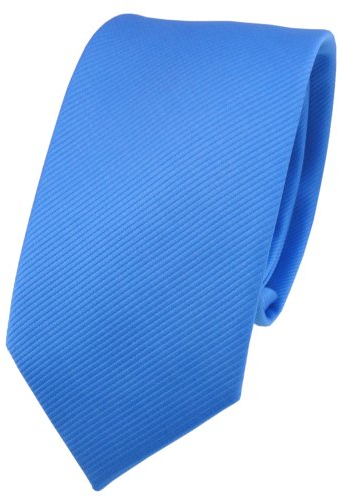 TigerTie - schmale Designer Krawatte in blau himmelblau hellblau einfarbig Uni Rips gemustert