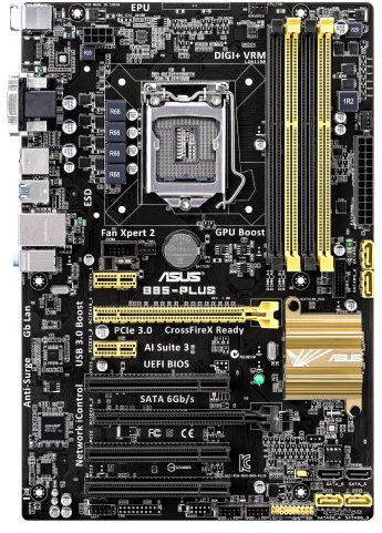 Asus B85-Plus Mainboard Sockel LGA 1150 (ATX, Intel B85, DDR3 Speicher, 4x SATA III, DVI, 4x USB 3.0)