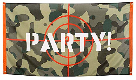 Boland 44306 - Dekorationsfahne Party, 1 Stück, Größe 90 x 150 cm, Tarnfarben, Zielscheibe, Dekoration, Banner, Wanddekoration, Mottoparty, Geburtstag, Karneval, Hängedekoration