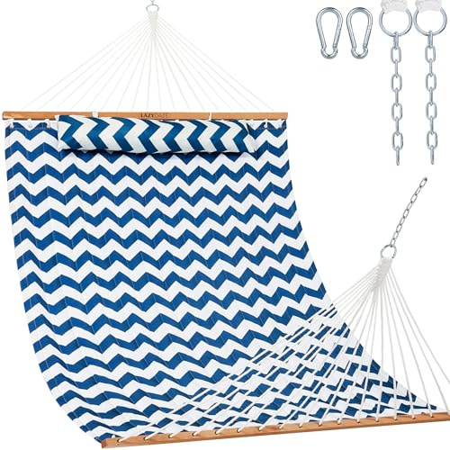 Sundale Stepp Outdoor Stoff Hängematte Swing Bett mit Hartholz Spreizstab und Poly Kissen, 139,7 cm doppelt