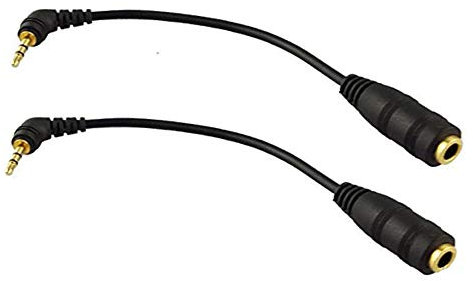 Seadream 2Pack 6 inch 3-Pole 2.5mm Male Right Angle to 3.5mm Female Headset Audio Adapter Cable Extender Stereo Jack (2pack)