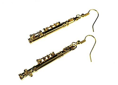Miniblings Querflöte Ohrringe Flöte Flötistin Musik Orchester vergoldet + Box - Handmade Modeschmuck I Ohrhänger Ohrschmuck vergoldet