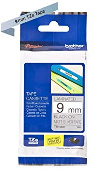 Brother Original P-touch Schriftband TZe-M921 9 mm, schwarz auf silber-metallic (matt) (u.a. für Brother P-touch PT-H100LB/R, -H105, -E100/VP, -D200/BW/VP, -D210/VP) laminiert