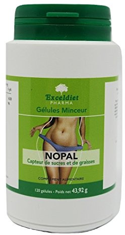 EXCELDIET PHARMA - NOPAL + EXTRAIT SEC NOPAL - Capteur de Graisse et de Sucre, Gestion du Poids, Digestion -120 Gélules - Fabriqué en France