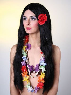 Hawaii-Perücke, schwarz