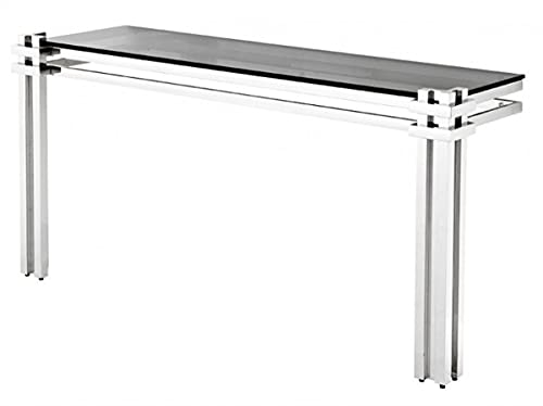 Casa Padrino Luxus Konsole Edelstahl/getöntes Glas - Konsolen Tisch - Sekretär Konsole - Telefontisch - Hotel Möbel