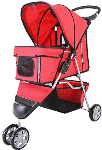PawHut Hundewagen Hundebuggy Buggy Hunde Katzen Pet Stroller Hunde Buggy Rot