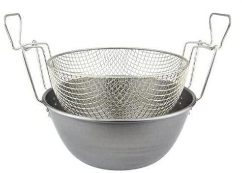 ILSA Friggitrice con Cestello, Ferro Spazzolato e Nichelato, Diametro 42 cm