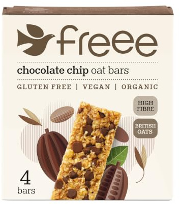 FREEE Gluten Free Organic Chocolate Chip Flapjack Oat Bars 4 x 35g – High Fibre Snack Bars with 70% Cocoa – Vegan, Dairy Free, Coeliac UK & Soil Association Certified