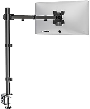 WALI LCD Monitor Tischhalterung Verstellbar passt einem Bildschirm bis zu 27 Zoll Full Motion, Monitor Halterung Drehgelenk, Drehen, Einzelner Monitorarm Hält 10 kg, optional Tülle, Schwarz