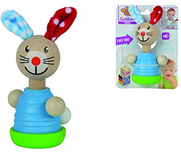Eichhorn 100017025 - Baby Squeezer mit Hasenmotiv, 8x14cm Drückfigur mit Sound, FSC 100% Zertifiziertes Buchenholz, Made in Germany