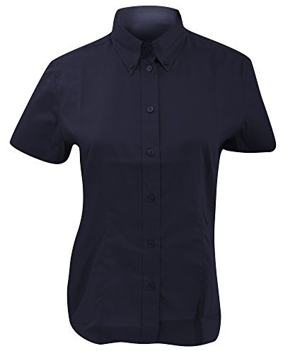 Kustom Kit Ladies Oxford Short Sleeve Shirt Fitted Midnight Navy Size 8