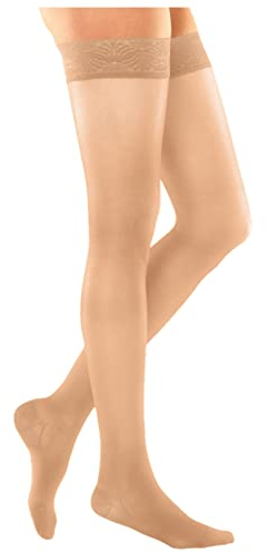 medi MJ-1 Metropole Kompressions-Schenkelstrümpfe | Größe L | Farbe: Pearl | L1 Kurz | Damen
