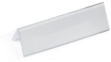 Durable Porte-nom de table pour cartes 52/104 x 100 mm, fabriqué en acrylique transparent résistant, parfait pour les conférences, les séminaires, les bureaux de réception, etc.