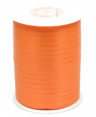 Geschenkband Ringelband 5mm x 500m wasserfest - 30 Farben in 5/10/19/31/50mm - Dekoband aus Kunststoff - Polyband zum Anbinden von Luftballons - Orange