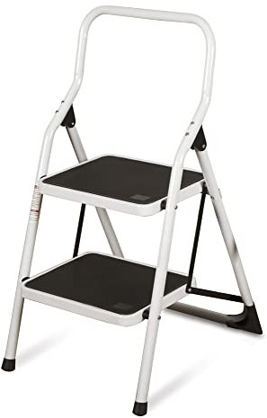 VERDELOOK | Sgabello Step in Metallo 97x48x7 cm, 2 gradini, Scaletta per Uso Domestico Richiudibile